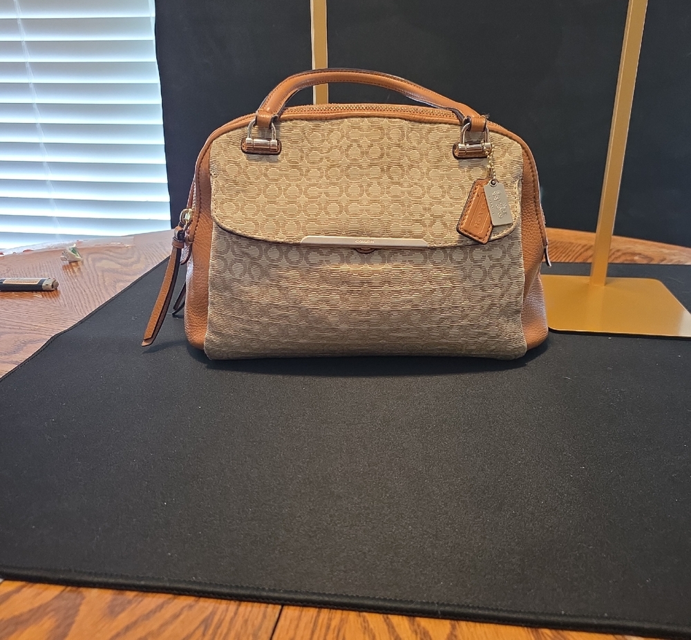 Coach Beige and Tan Signature Satchel
